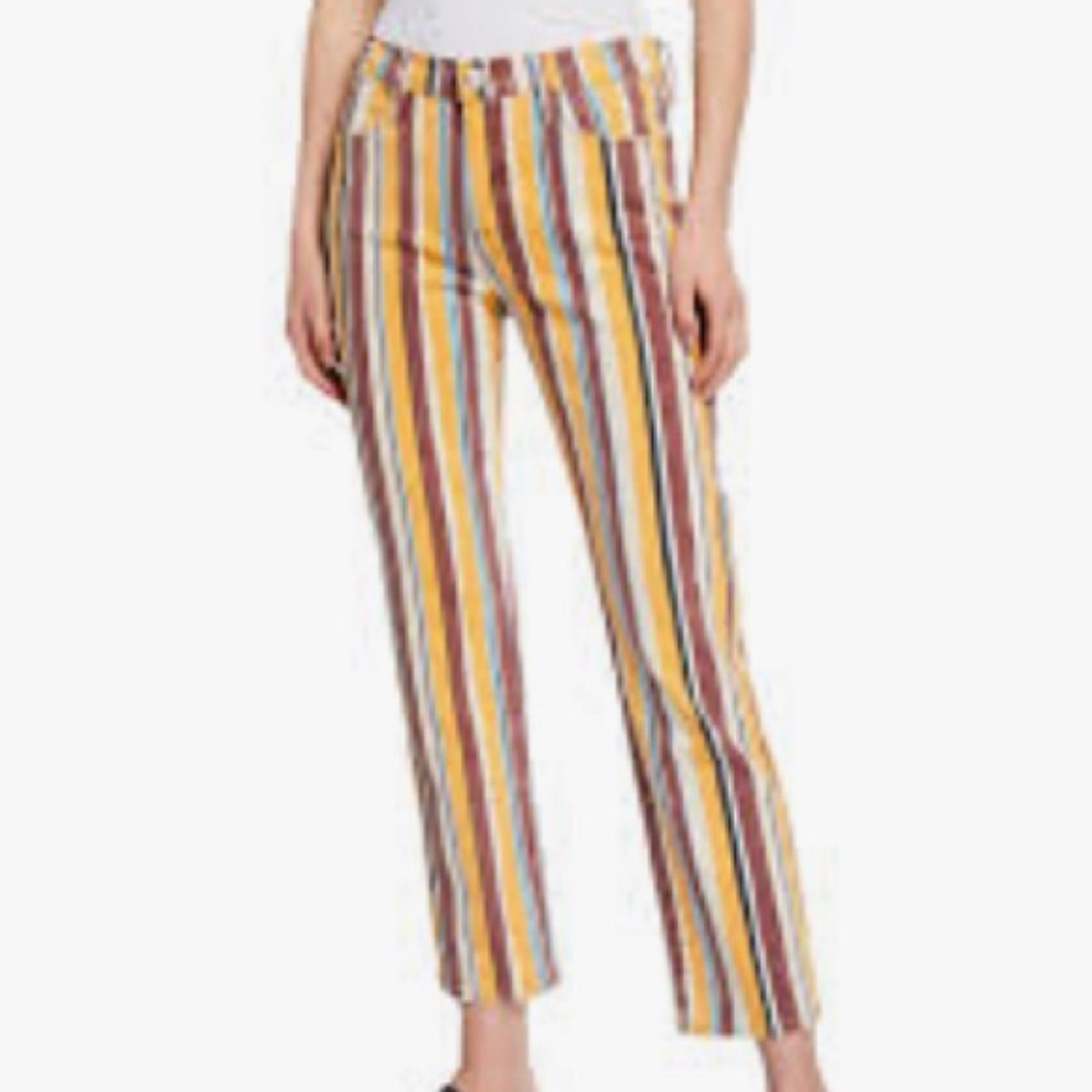 FRAME Le High Straight Painterly Stripe Jeans